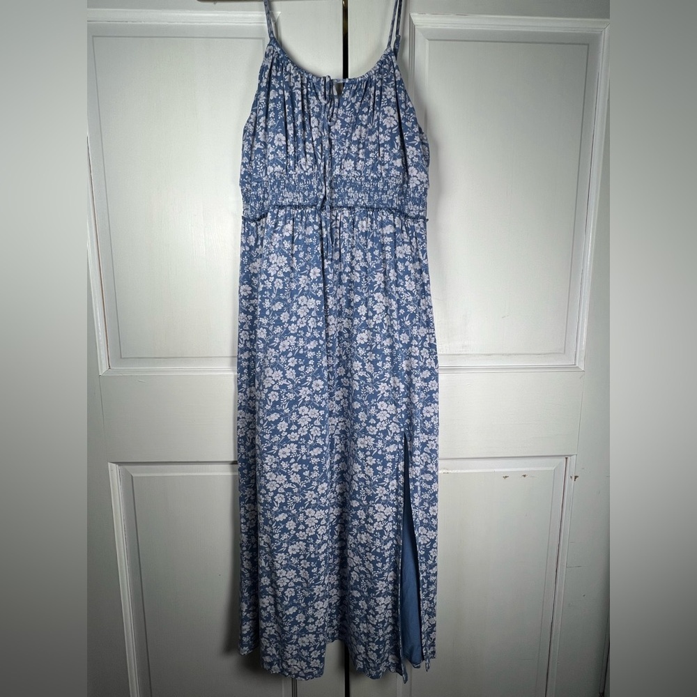 Lucky Brand Los Angeles Floral Printed Smocked Dress Gently Used Lined Sz M - Picture 2 of 8